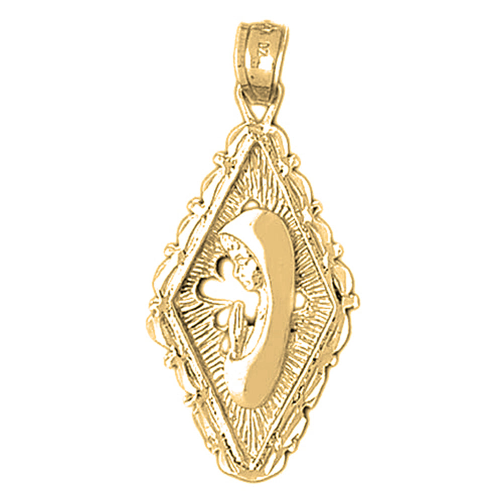 Yellow Gold-plated Silver Mother Mary, Praying Woman Pendant