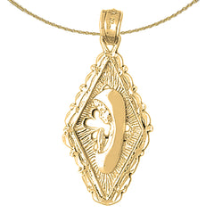 Sterling Silver Mother Mary, Praying Woman Pendant (Rhodium or Yellow Gold-plated)