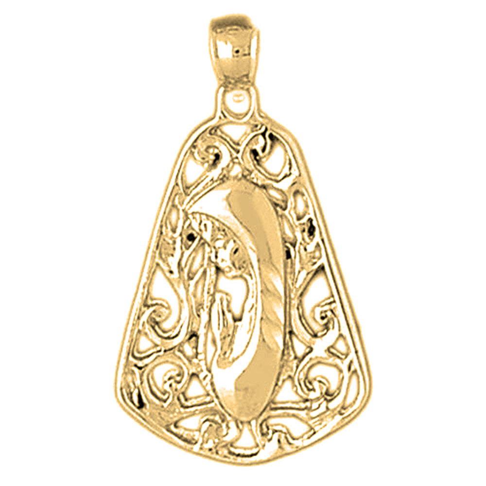 Yellow Gold-plated Silver Mother Mary, Praying Woman Pendant