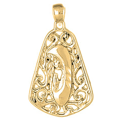 Yellow Gold-plated Silver Mother Mary, Praying Woman Pendant