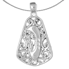 Sterling Silver Mother Mary, Praying Woman Pendant (Rhodium or Yellow Gold-plated)