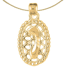 Sterling Silver Mother Mary, Praying Woman Pendant (Rhodium or Yellow Gold-plated)