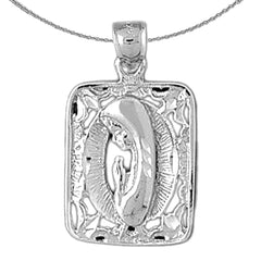 Sterling Silver Mother Mary, Praying Woman Pendant (Rhodium or Yellow Gold-plated)