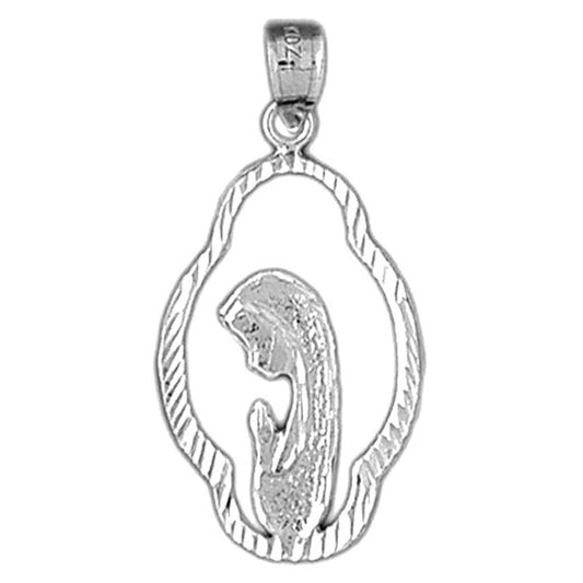 Sterling Silver Mother Mary, Praying Woman Pendant