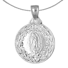 Sterling Silver Our Lady Guadalupe Pendant (Rhodium or Yellow Gold-plated)
