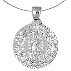Sterling Silver Our Lady Guadalupe Pendant (Rhodium or Yellow Gold-plated)