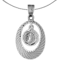 Sterling Silver Our Lady Guadalupe Pendant (Rhodium or Yellow Gold-plated)
