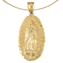 Sterling Silver Our Lady Guadalupe Pendant (Rhodium or Yellow Gold-plated)