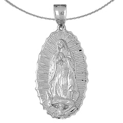 Sterling Silver Our Lady Guadalupe Pendant (Rhodium or Yellow Gold-plated)