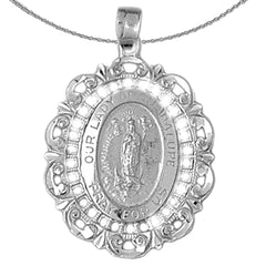 Sterling Silver Our Lady Guadalupe Pendant (Rhodium or Yellow Gold-plated)