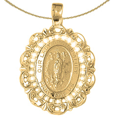 Sterling Silver Our Lady Guadalupe Pendant (Rhodium or Yellow Gold-plated)