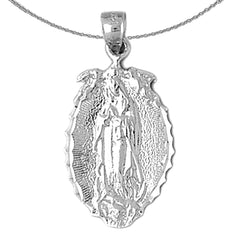 Sterling Silver Our Lady Guadalupe Pendant (Rhodium or Yellow Gold-plated)
