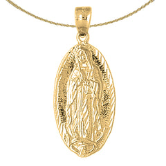 Sterling Silver Our Lady Guadalupe Pendant (Rhodium or Yellow Gold-plated)