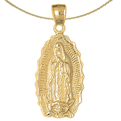 Sterling Silver Our Lady Guadalupe Pendant (Rhodium or Yellow Gold-plated)