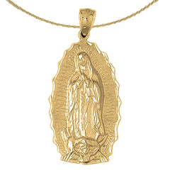 Sterling Silver Our Lady Guadalupe Pendant (Rhodium or Yellow Gold-plated)
