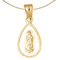 Sterling Silver Our Lady Guadalupe Pendant (Rhodium or Yellow Gold-plated)