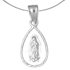 Sterling Silver Our Lady Guadalupe Pendant (Rhodium or Yellow Gold-plated)
