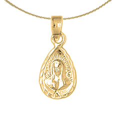 Sterling Silver Our Lady Guadalupe Pendant (Rhodium or Yellow Gold-plated)
