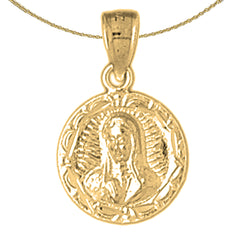 Sterling Silver Our Lady Guadalupe Pendant (Rhodium or Yellow Gold-plated)
