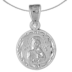 Sterling Silver Our Lady Guadalupe Pendant (Rhodium or Yellow Gold-plated)