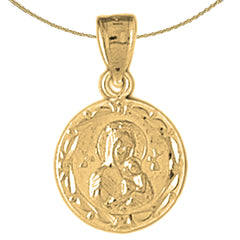 Sterling Silver Our Lady Guadalupe Pendant (Rhodium or Yellow Gold-plated)