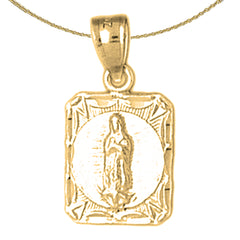 Sterling Silver Our Lady Guadalupe Pendant (Rhodium or Yellow Gold-plated)