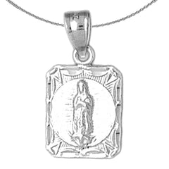 Sterling Silver Our Lady Guadalupe Pendant (Rhodium or Yellow Gold-plated)