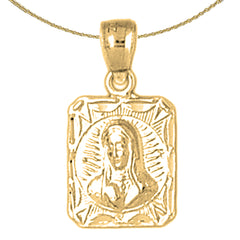 Sterling Silver Our Lady Guadalupe Pendant (Rhodium or Yellow Gold-plated)