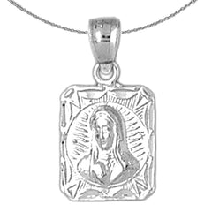 Sterling Silver Our Lady Guadalupe Pendant (Rhodium or Yellow Gold-plated)