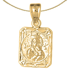 Sterling Silver Our Lady Guadalupe Pendant (Rhodium or Yellow Gold-plated)