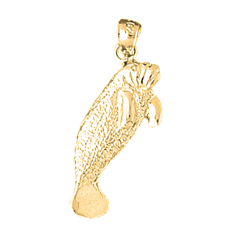Yellow Gold-plated Silver Manatee Pendant