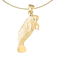 Colgante de manatí de plata de ley (bañado en rodio o oro amarillo)