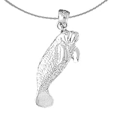 Colgante de manatí de plata de ley (bañado en rodio o oro amarillo)