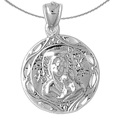 Sterling Silver Our Lady Guadalupe Pendant (Rhodium or Yellow Gold-plated)