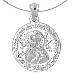 Sterling Silver Our Lady Guadalupe Pendant (Rhodium or Yellow Gold-plated)