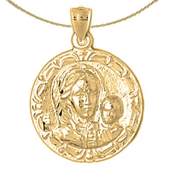 Sterling Silver Our Lady Guadalupe Pendant (Rhodium or Yellow Gold-plated)