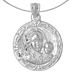 Sterling Silver Our Lady Guadalupe Pendant (Rhodium or Yellow Gold-plated)