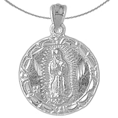 Sterling Silver Our Lady Guadalupe Pendant (Rhodium or Yellow Gold-plated)