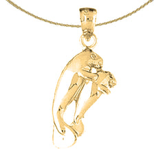 Colgante de manatí de plata de ley (bañado en rodio o oro amarillo)