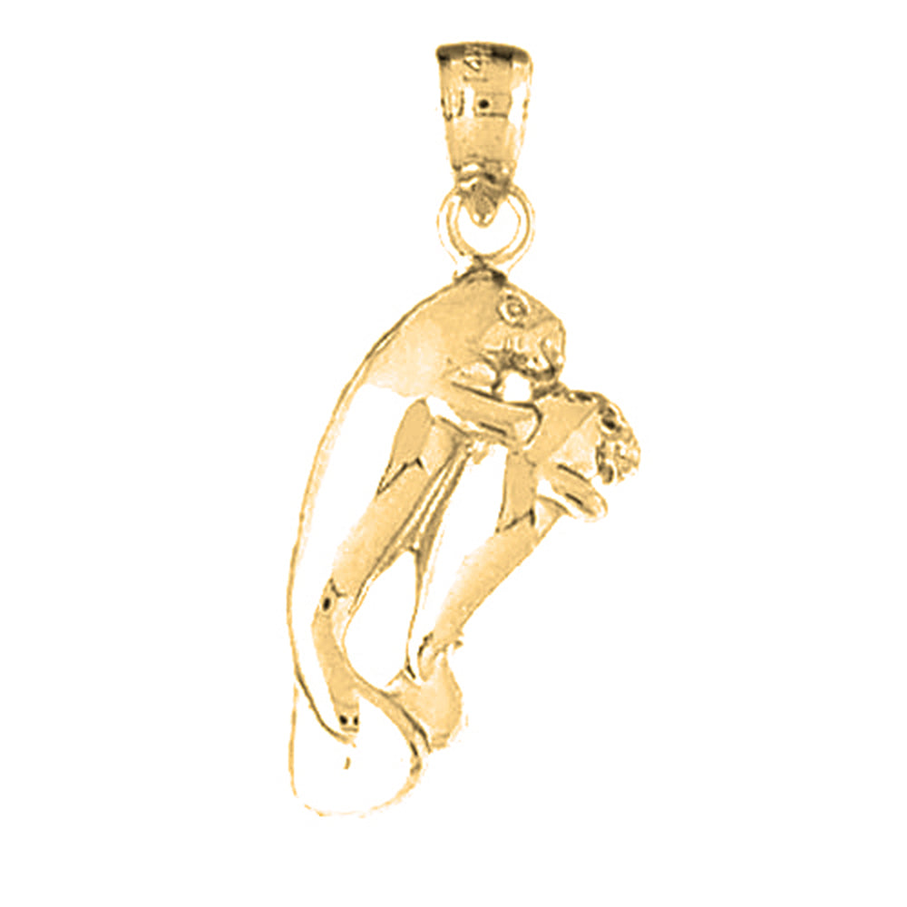 Yellow Gold-plated Silver Manatee Pendant