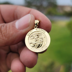 Sterling Silver St. Michael Pendant (Rhodium or Yellow Gold-plated)