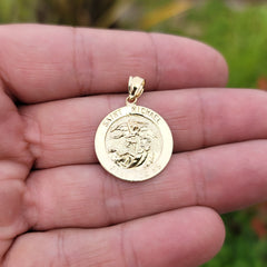 Sterling Silver St. Michael Pendant (Rhodium or Yellow Gold-plated)