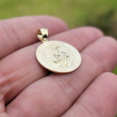 Sterling Silver St. Michael Pendant (Rhodium or Yellow Gold-plated)