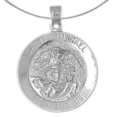 Sterling Silver St. Michael Pendant (Rhodium or Yellow Gold-plated)