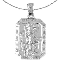 Sterling Silver St. Michael Pendant (Rhodium or Yellow Gold-plated)