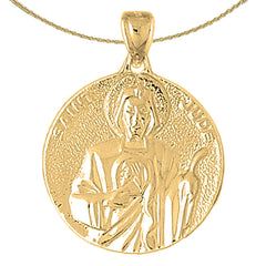 Sterling Silver St. Jude Pendant (Rhodium or Yellow Gold-plated)