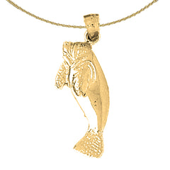 Colgante de manatí de plata de ley (bañado en rodio o oro amarillo)