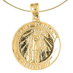 Sterling Silver St. Florian Pendant (Rhodium or Yellow Gold-plated)