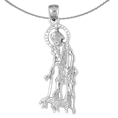 Sterling Silver St. Lazarus Pendant (Rhodium or Yellow Gold-plated)