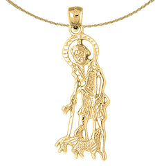 Sterling Silver St. Lazarus Pendant (Rhodium or Yellow Gold-plated)